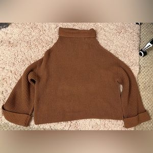 Sweater, cowl neck, turtle neck, orange, free people, L, great condition
